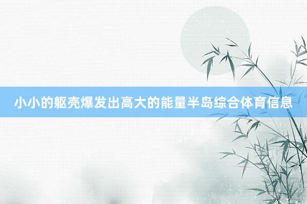 小小的躯壳爆发出高大的能量半岛综合体育信息