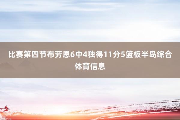比赛第四节布劳恩6中4独得11分5篮板半岛综合体育信息