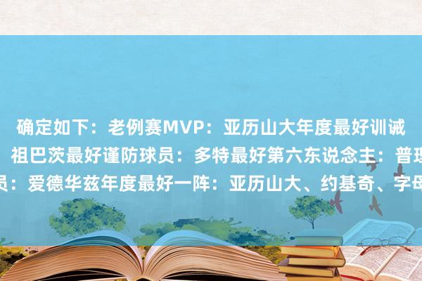确定如下：老例赛MVP：亚历山大年度最好训诫：乌度卡最快逾越球员：祖巴茨最好谨防球员：多特最好第六东说念主：普理查德要津球员：爱德华兹年度最好一阵：亚历山大、约基奇、字母哥、塔图姆、康宁汉姆    体育赛事直播