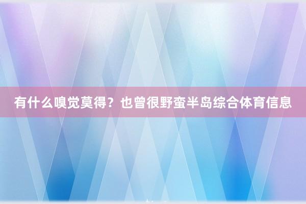 有什么嗅觉莫得？也曾很野蛮半岛综合体育信息