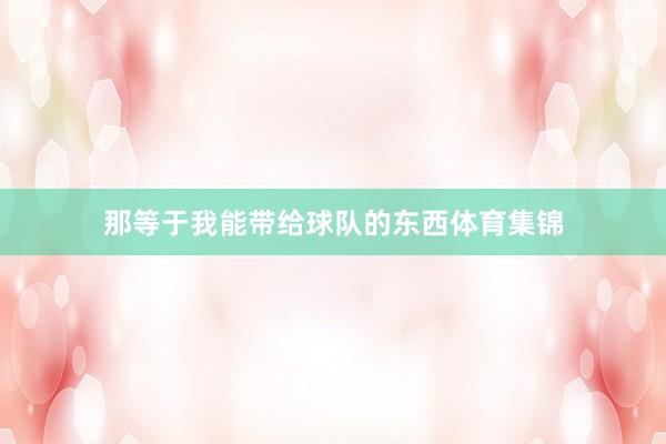 那等于我能带给球队的东西体育集锦