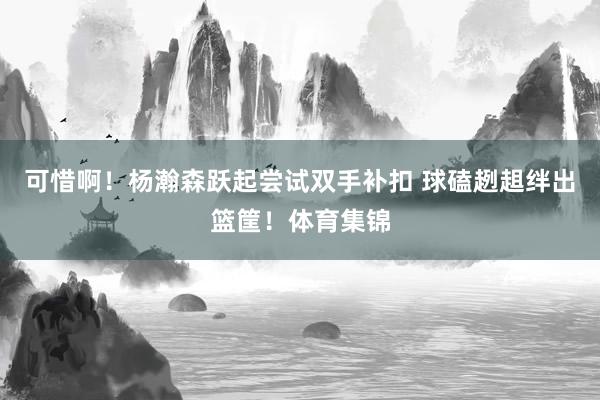 可惜啊！杨瀚森跃起尝试双手补扣 球磕趔趄绊出篮筐！体育集锦