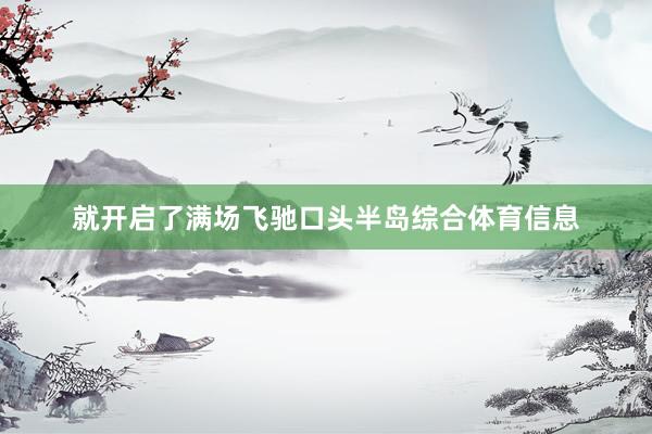 就开启了满场飞驰口头半岛综合体育信息