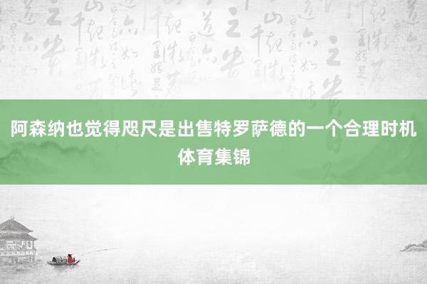 阿森纳也觉得咫尺是出售特罗萨德的一个合理时机体育集锦