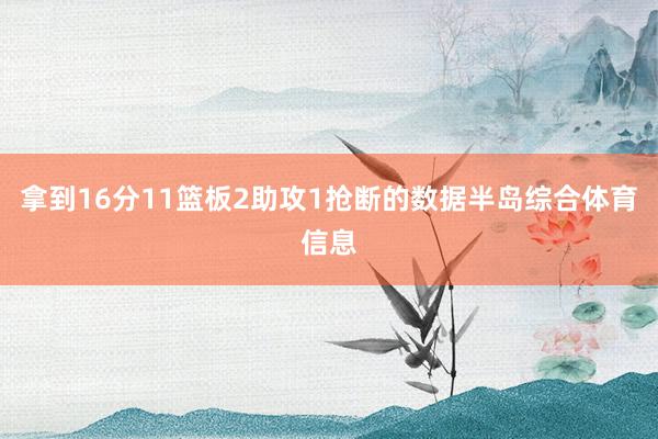 拿到16分11篮板2助攻1抢断的数据半岛综合体育信息