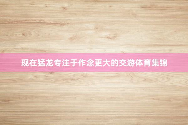 现在猛龙专注于作念更大的交游体育集锦