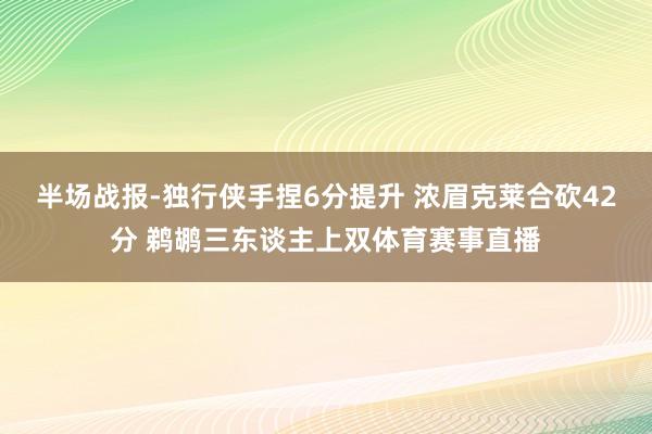 半场战报-独行侠手捏6分提升 浓眉克莱合砍42分 鹈鹕三东谈主上双体育赛事直播