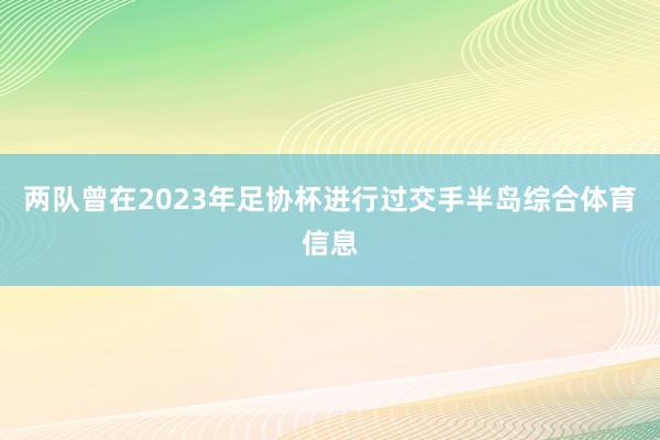 两队曾在2023年足协杯进行过交手半岛综合体育信息