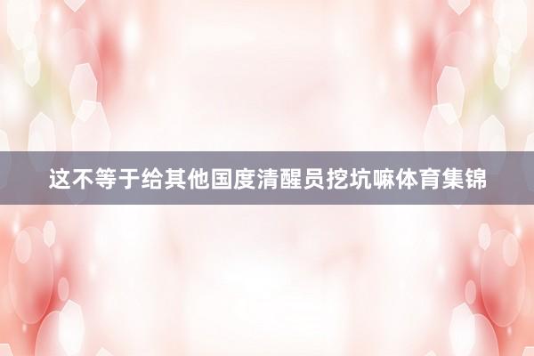 这不等于给其他国度清醒员挖坑嘛体育集锦