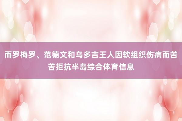 而罗梅罗、范德文和乌多吉王人因软组织伤病而苦苦拒抗半岛综合体育信息