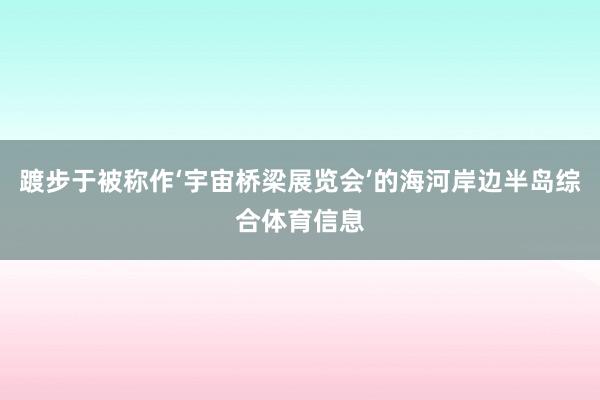 踱步于被称作‘宇宙桥梁展览会’的海河岸边半岛综合体育信息