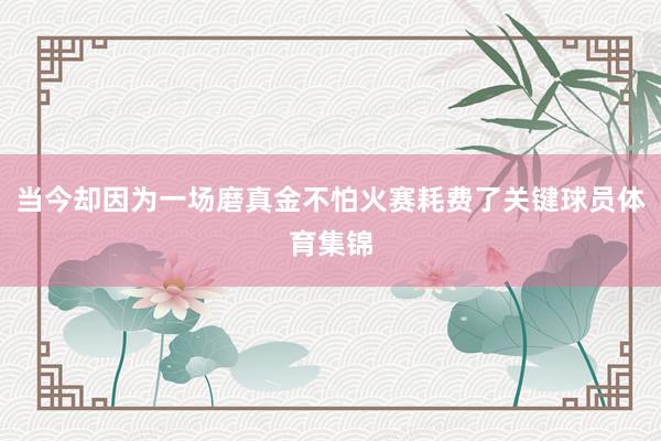 当今却因为一场磨真金不怕火赛耗费了关键球员体育集锦