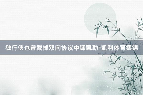 独行侠也曾裁掉双向协议中锋凯勒-凯利体育集锦