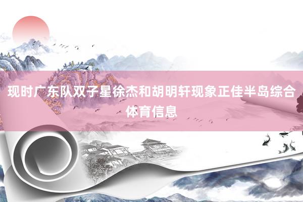 现时广东队双子星徐杰和胡明轩现象正佳半岛综合体育信息