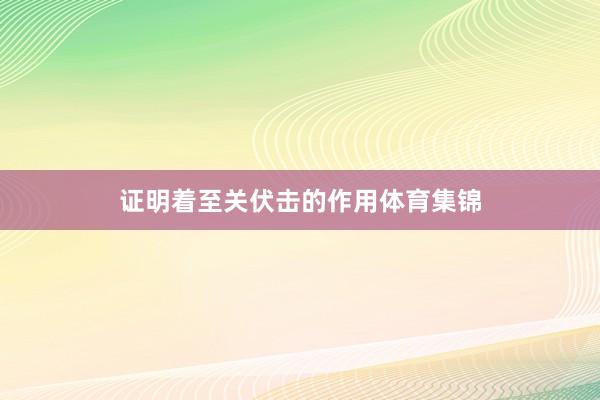 证明着至关伏击的作用体育集锦