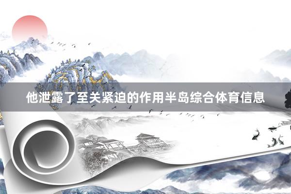 他泄露了至关紧迫的作用半岛综合体育信息