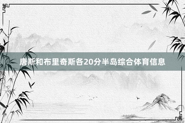 唐斯和布里奇斯各20分半岛综合体育信息