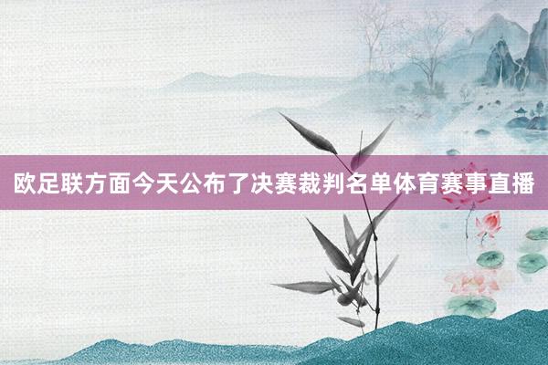 欧足联方面今天公布了决赛裁判名单体育赛事直播