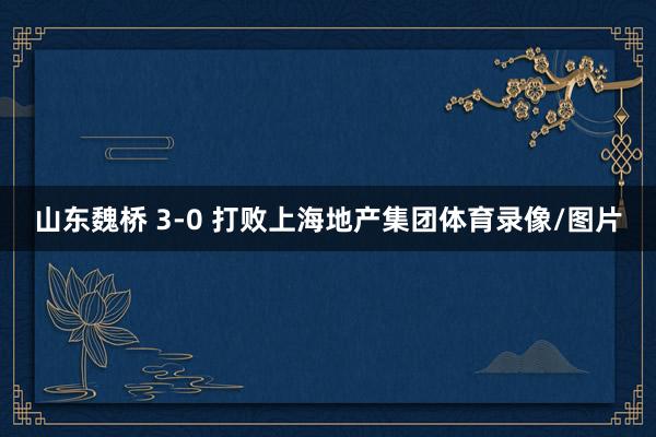 山东魏桥 3-0 打败上海地产集团体育录像/图片