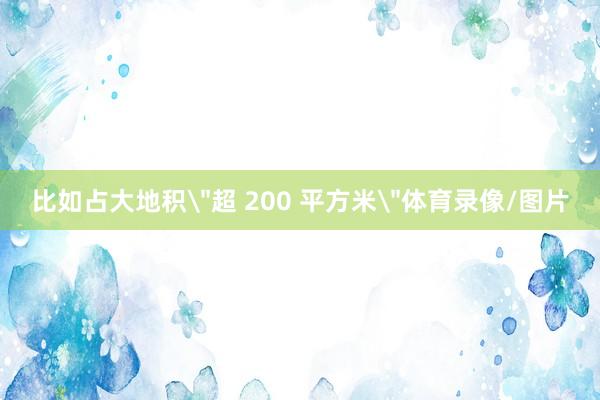 比如占大地积