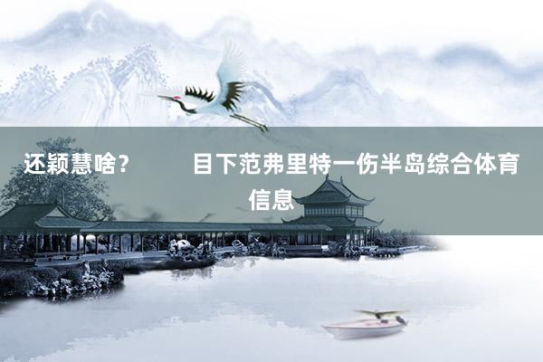 还颖慧啥？        目下范弗里特一伤半岛综合体育信息
