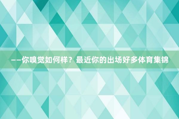 ——你嗅觉如何样？最近你的出场好多体育集锦