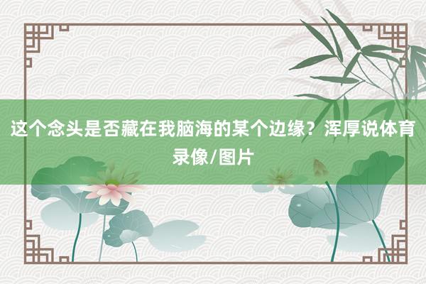 这个念头是否藏在我脑海的某个边缘？浑厚说体育录像/图片