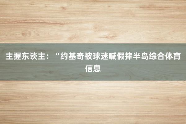主握东谈主:“约基奇被球迷喊假摔半岛综合体育信息