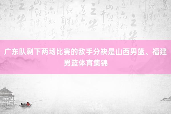 广东队剩下两场比赛的敌手分袂是山西男篮、福建男篮体育集锦
