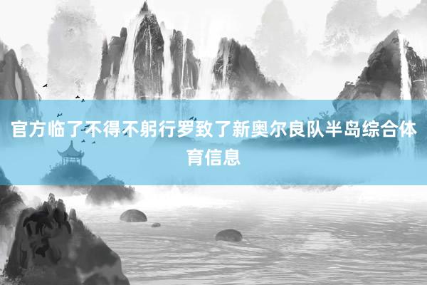 官方临了不得不躬行罗致了新奥尔良队半岛综合体育信息