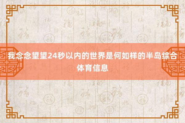 我念念望望24秒以内的世界是何如样的半岛综合体育信息